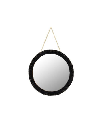 Elegant Fringe Black Round Hanging Mirror Sure To Stand Out Any Room