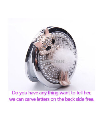 Engrave words free,bling rhinestone crystal sexy fir fox,Mini Beauty pocket makeup compact mirror makeup,wedding bridesmaid