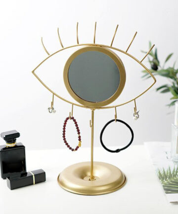Eye Decorative Mirror Table Cosmetic Makeup Mirroer Jewelry Holder Organizer Mirror Tabletop Stand Decorative Jewelry Hooks