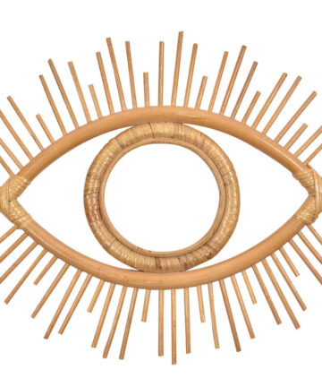 Eye Shape Decor Mirror Frame Rattan Art Decor Makeup Mirror Dressing Bathroom Nordic Wall Hanging Mirror Frame Crafts