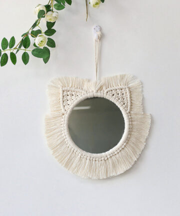 Eyes Round Macrame Mirror Decorative Wall Acrylic Mirrors Boho Home Decor Wall Hanging For Living Room Decoration Bedroom Gift