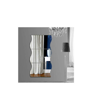 Flexible Mirror 6pcs Large Non Glass Mirror,Wavy Shape Plastic Wall DIY Decal Mirror For Surface Decoration Home Office (Silver, 30 x 25cm)
