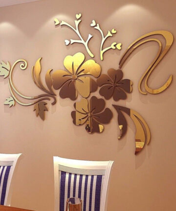 Flower 3D Mirror Wall Stickers Removable Decal DIY Art Mural Home Bedroom TV Background Decoration