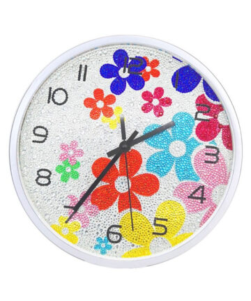 Flower DIY Clock Diamond Painting Kits , Wall Decor with Colorful Diamonds ,Kids Arts and Crafts Kit Includes Clock ,Gifts G99A