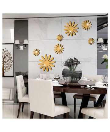 Flowers Mirror Wall Sticker DIY Self Adhesive 3D Wall Decal Removable Mural Wallpaper for TV Background Art Home Decor