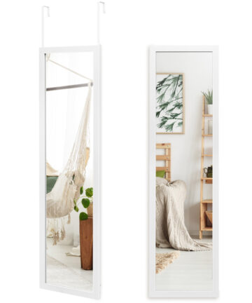 Full Length Mirror Door Wall Mounted Dressing Mirror w/ Hanging Hooks