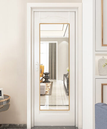 (Gold, 28cm W x 78cm H) Rectangular Metal Frame Over the Door Full Length Mirror
