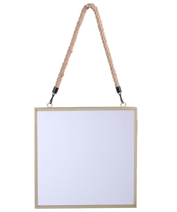 (Gold) 30x30cm Gold Black Edge Square Hanging Wall Mirror