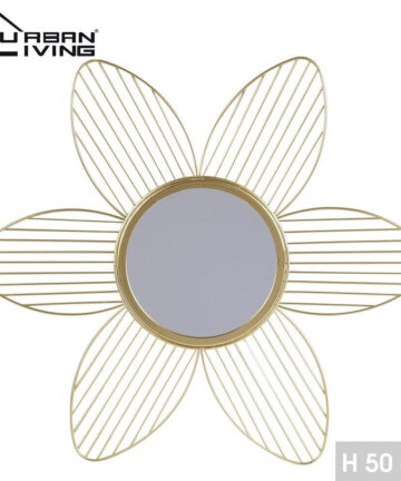 Gold Home Flower Design Wall Mirror Metal