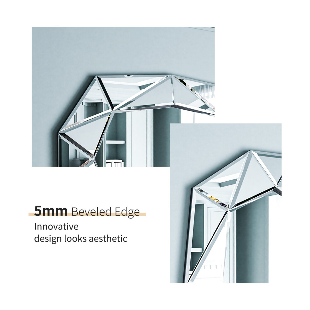 (Green) 3D Decorative Glass Art Mirror Wall Beveled Mirror