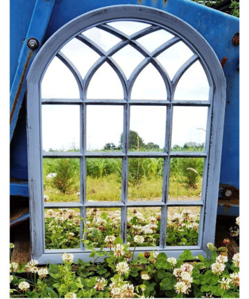 Grey Rustic Soho Window Style Mirror Elegant Vintage Hallway 50x71Cm