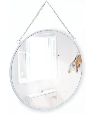 GreyZouq White Edged Round Wall Mirror 25cm