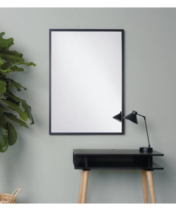 Refurbished Habitat Dark Birch 70 x 100cm/28 x 39in Rectangular Wall Mirror - Black