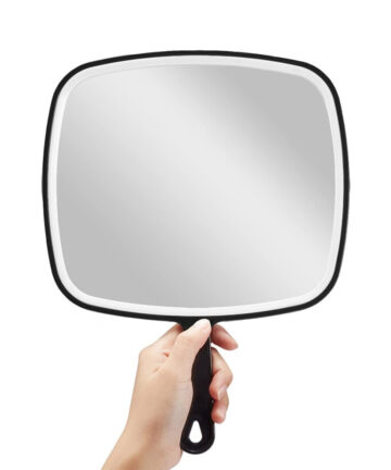 Hand Mirror, Extra Large Black Handheld Mirror with Handle, 9" W X 12.4" L
