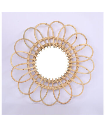 Hand Woven Rattan Dressing Mirror Innovative Art Decoration Makeup Mirrors Bathroom Bedroom Wall Hanging Mirror