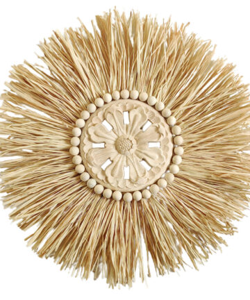 Hanging Mirror Raffia Moroccan Wood Beads Acrylic Multifunctional Decorative Decorations Bedroom Decorative Wall Mirror