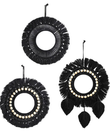 Hanging Wall Mirror Boho Baby Nursery Apartment Macrame Round Mirror Decor