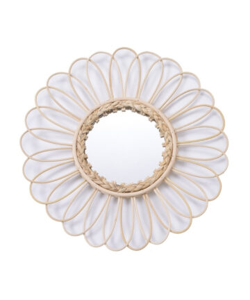 Hanging Wall Mirror Rattan Innovative Art Decor Flower Makeup Dressing Mirrors for Apartment Living Room Bedroom Bathroom G99A