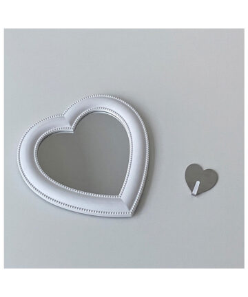 Heart Shape Mirror Ins Style Wall Mounted Desktop Dual Purpose Small Makeup Mirror Decoration Portable Creativity Gift