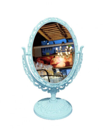 Heart Shaped Makeup Mirror Vintage European Style Acrylic Single Side Makeup Mirror 360 Degree Swivel Desktop Makeup Tools