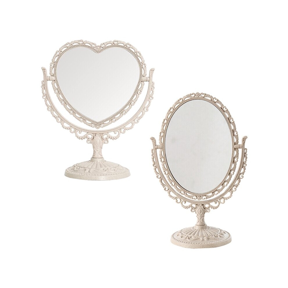 Heart Shaped Makeup Mirror Vintage Nordic Style Acrylic Double Side Makeup Mirror Rotatable Desktop Makeup Cosmetic Mirrors Tool