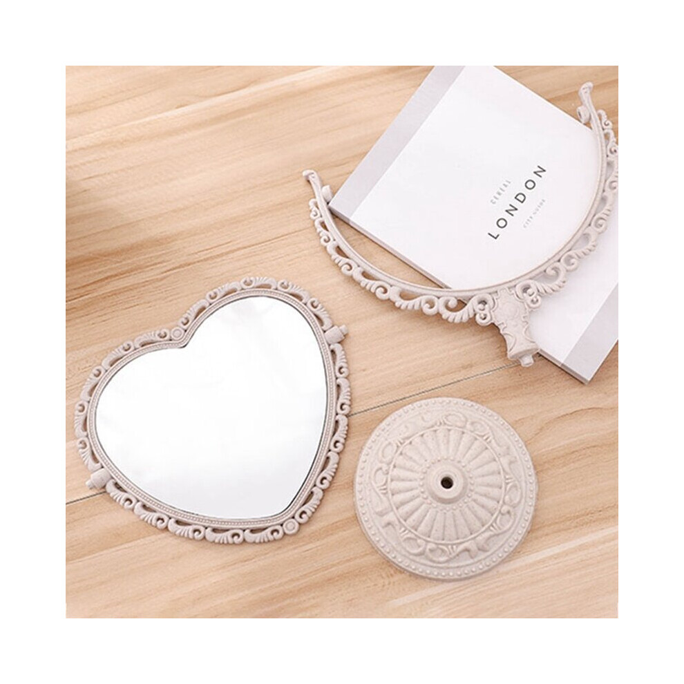 Heart Shaped Makeup Mirror Vintage Nordic Style Acrylic Double Side Makeup Mirror Rotatable Desktop Makeup Cosmetic Mirrors Tool