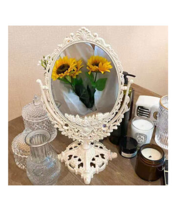 Home Decoration Accessories Ins French Retro Desktop Double Face Mirror Dormitory Rotating Princess Looking Glass Dressing