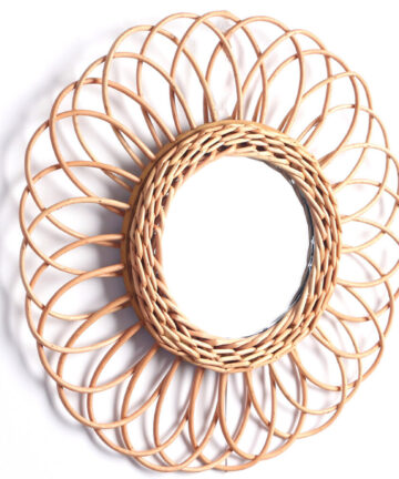 Home Rattan Plaited Art Living Room Nordic Style Makeup Decorative Mirror Wall Hanging Bedroom Bathroom Photography Prop