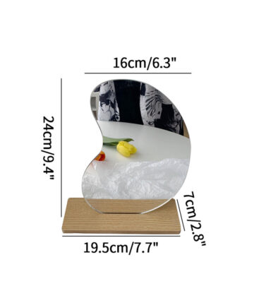 Ins Irregular Mirror Home Desktop Makeup Mirrors for Bedroom Acrylic Decoration Standing Mirror with Wooden Base Home Decor