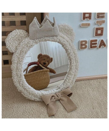 INS Nordic Cartoon Crown Bear Decorative Mirrors Bathroom Baby Room Acrylic Creative Home Art Wall Decor Photography Accessories