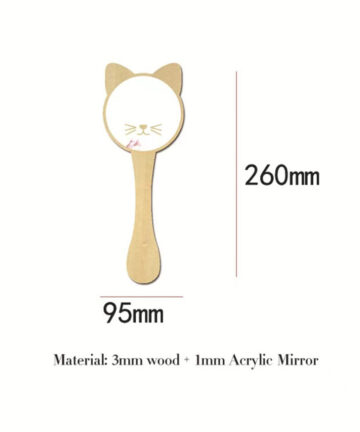 Ins Nordic Wooden Rabbit Heart Bear Butterfly Cat Children Women Handheld Acrylic Makeup Mirror Girl Home Decoration Artwork Toy