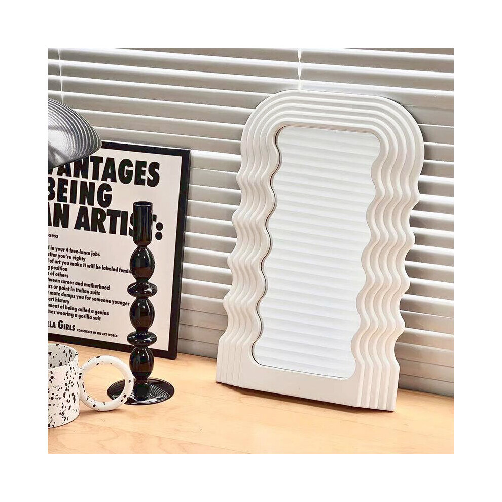 Ins Style Desktop Wave Mirror Cosmetic Mirror Bathroom Mirror Decorative Mirror Plastic Framed Mirrors for Home Wall Mirror