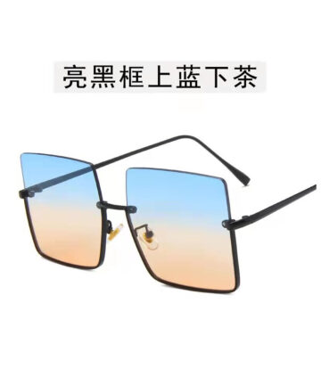 ins sunglasses womens retro Hong Kong big frame sunglasses metal half frame trimmed online glasses