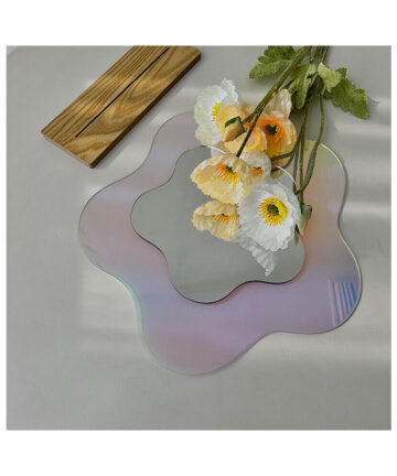 Irregular Flower Mirror Acrylic Makeup Mirror Wall Hanging Decorative Mirror for Dormitory Bedroom Desktop Ornament Home Decor