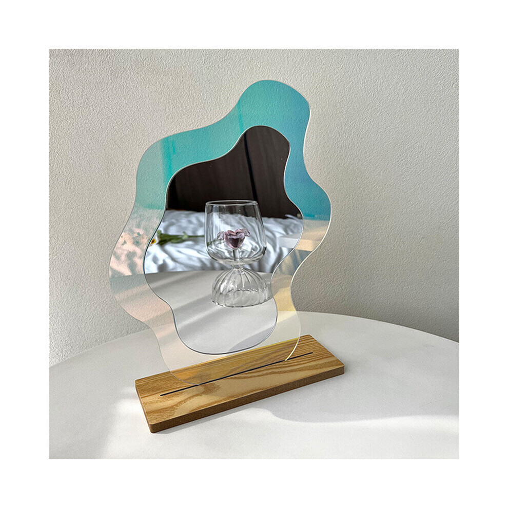 Irregular Flower Mirror Acrylic Makeup Mirror Wall Hanging Decorative Mirror for Dormitory Bedroom Desktop Ornament tray