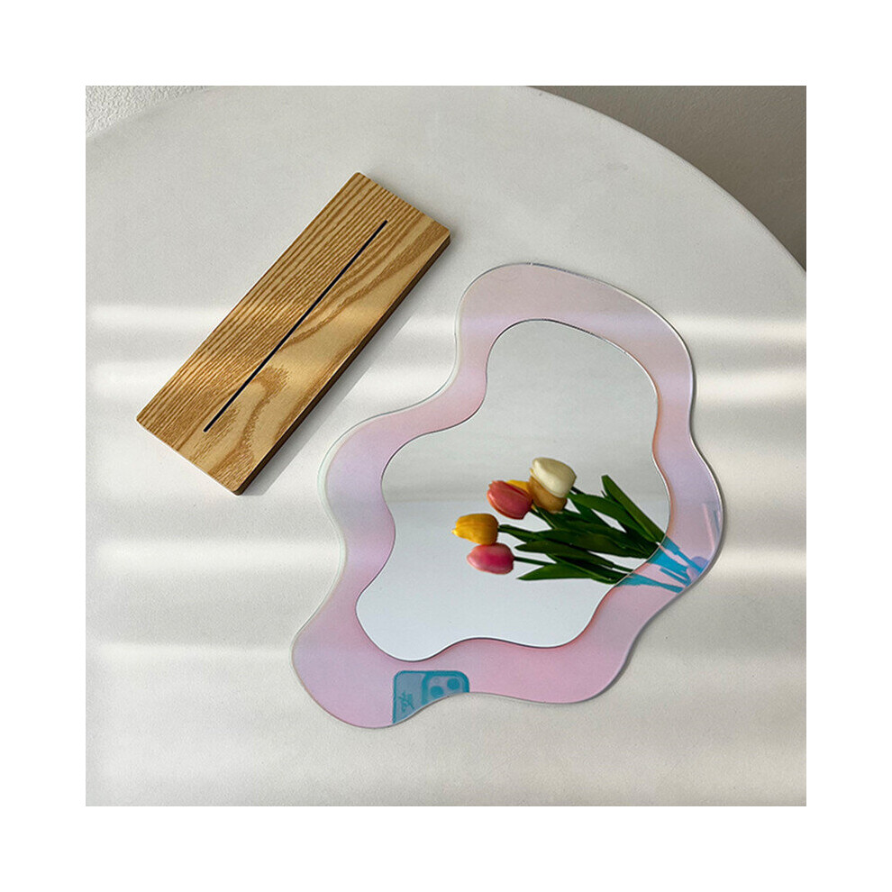 Irregular Flower Mirror Acrylic Makeup Mirror Wall Hanging Decorative Mirror for Dormitory Bedroom Desktop Ornament tray