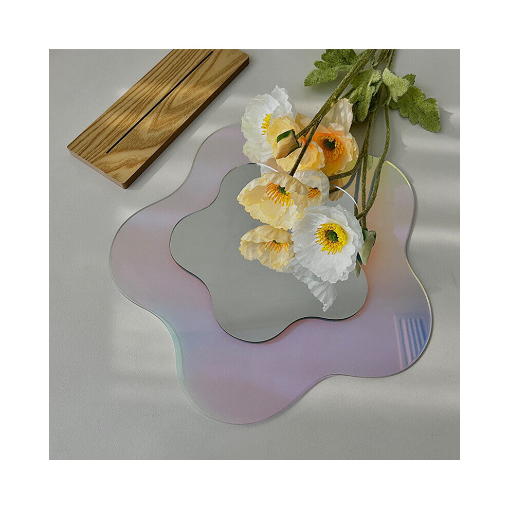 Irregular Flower Mirror Acrylic Makeup Mirror Wall Hanging Decorative Mirror for Dormitory Bedroom Desktop Ornament tray