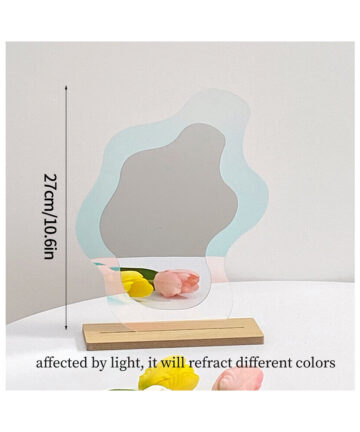 Irregular Flower Mirror Acrylic Makeup Mirror Wall Hanging Decorative Mirror for Dormitory Bedroom Desktop Ornament tray