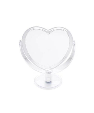 K5DC Double Sided Acrylic Makeup Cosmetic Tabletop Mirror Love Heart Shape Ornament