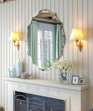 (L9(800X630mm)) Decorative Scalloped Wall Mirror Frameless