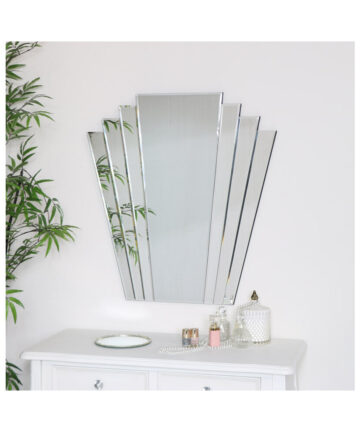 Large Art Deco Fan Frameless Wall Mirror