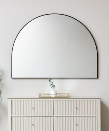Large Black Arched Wall Mirror 90cm x 120cm