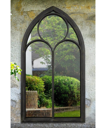Large Garden Wall Mirror Black Rustic Garden Outdoor 3ft8 x 2ft 112cm x 61cm