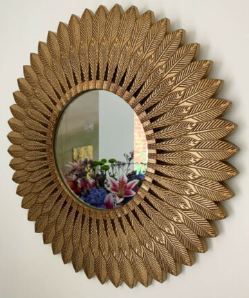 Large Gold Feathered Vintage 50X50 Wall Mirror Trend