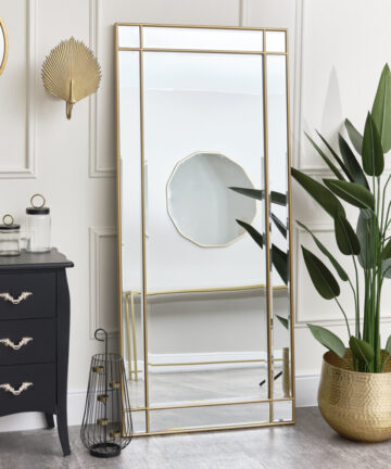 Large Gold Framed Art Deco Wall / Leaner Mirror 80cm x 180cm