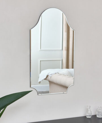 Large Ornate Arch Frameless Bevelled Wall Mirror 80cm x 45cm