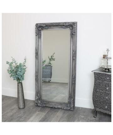Large Ornate Silver Wall / Floor Mirror 78cm x 158cm