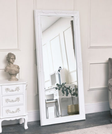 Large Ornate White Wall/Leaner Mirror 176cm x 76cm