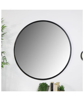 Large Round Black Mirror 100cm x 100cm