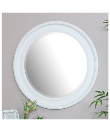Large Round Vintage White Wall Mirror 80cm x 80cm